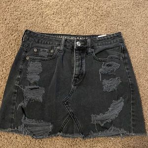 Black jean mini skirt